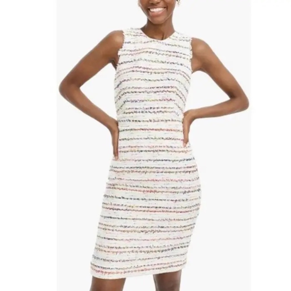 J. Crew White Multicolor Rainbow Confetti Tweed
Sleeveless Dress
